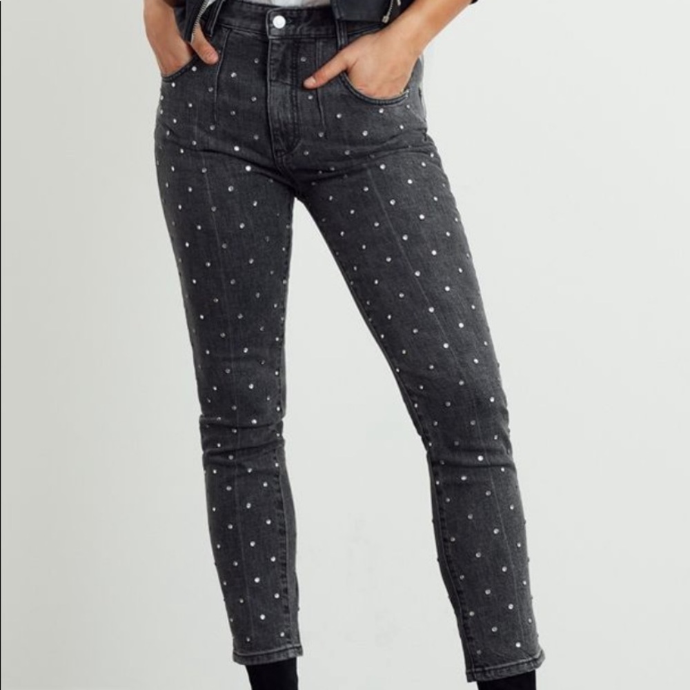 Pilcro Ultra High Rise Beaded Straight Jeans